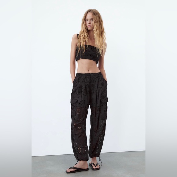 ZARA eyelet cargo pants Large - Picture 2 of 5